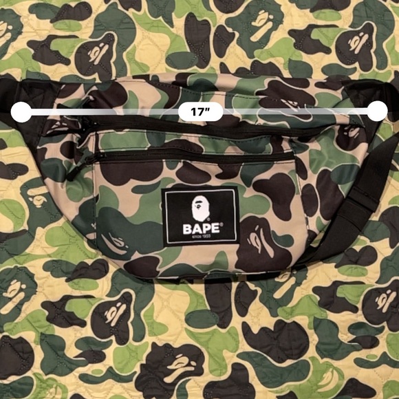 Bape A Bathing Ape Green ABC Camo Large Waist Bag - Picture 7 of 8
